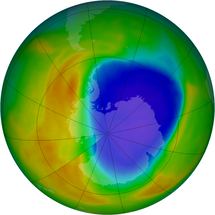 Antarctic ozone map for 23 October 2007